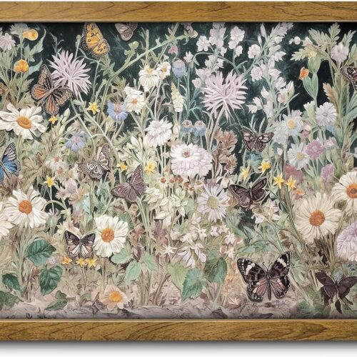 1 Spring Dark Botanical Wall Art, Jewel Toned Floral Painting