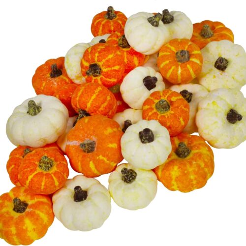 1 Assorted Artificial Orange and Cream Baby Boo Mini Pumpkins