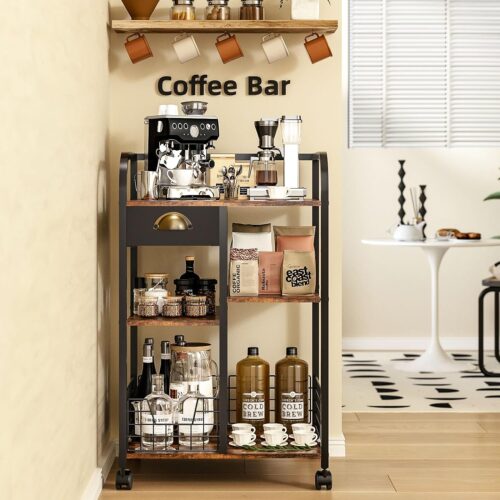 1 Rustic Wood Coffee Bar Station for Home