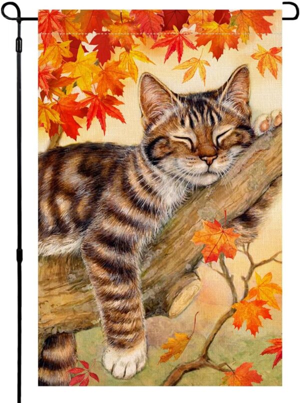 Fall Cat Garden Flag 1