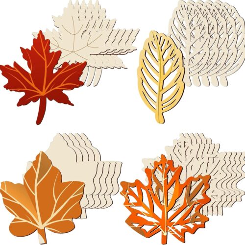 1 80 Pieces Unfinished Wood Cutouts Maple Leaves Wooden Crafts Fall Leaves