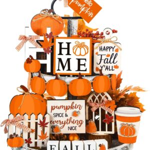 Fall Tiered Tray Decor Pumpkins Farmhouse Decor