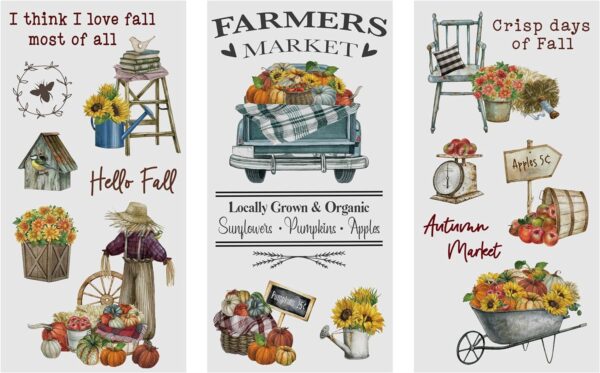 Rub on Transfers for Crafts and Furniture | 3 Design Sheets 6”x 12” | Home Decor Transfers | Furniture and Craft Decals | by Thymeless Designs (Hello Fall) 1