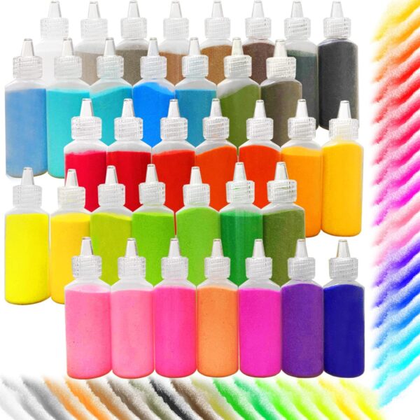 Dshengoo 36 Colors Art Sand,DIY Arts and Crafts Sand Kit,Scenic Sand Kits for Kid's Painting,DIY Drawing,Wedding Decoration,Vase Glass Sand,1.25oz Bottles,36pack 1