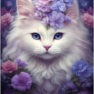 Diamond Painting Kits for Adults, Cat Round Full Drill Diamond Art Kits, 5D DIY Paint with Diamonds Crafts for Home Wall Decoration Gifts