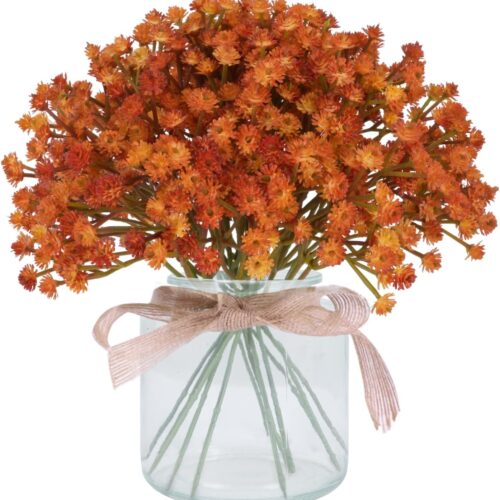 1 Artificial Flowers Baby Breath Orange Fall Flowers Real