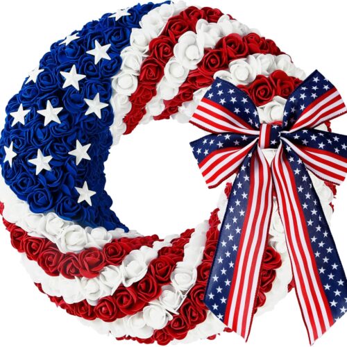 The Patriotic Beautiful Wreath Artificial Roses Wreath
