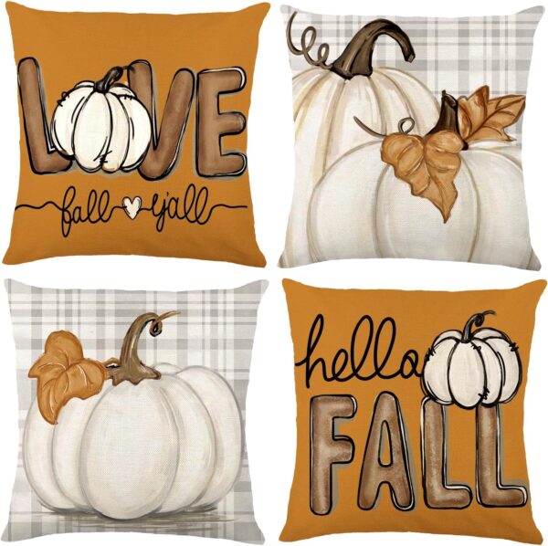 Fall Pumpkin Throw Pillow Covers 18x18 Set of 4 1