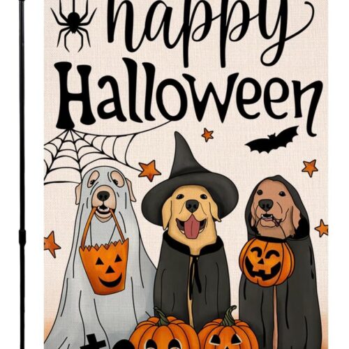 1 Happy Halloween Dog Pumpkin Garden Flag for Outdoor