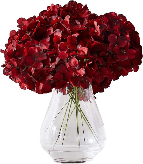 Luxurious Burgundy Artificial Hydrangea Beautiful Flower Heads On Stems 1