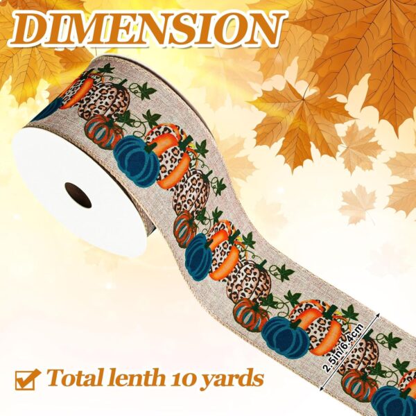 Beautiful Blue Pumpkin Wired Edge Ribbon for Fall 3