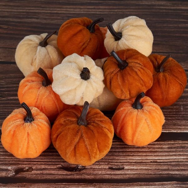 Artificial Beautiful Mini Pumpkin Faux Velvet and Foam 4