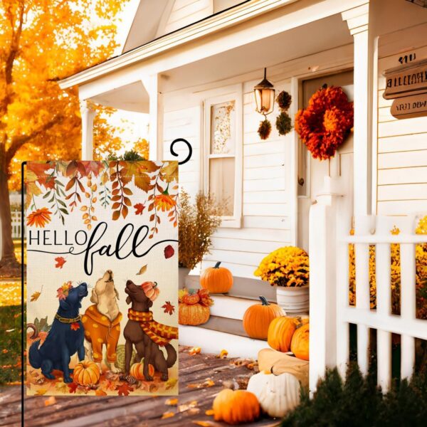 Fall Dogs Garden Flag Vertical Double Sided 5