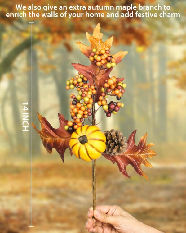 Fall Wreath 24’’Autumn Front Door Wreath Harvest Wreath with Pumpkin Berry Leaves Fall Decorations for Outside Indoor Wall Window Festival Thanksgiving Halloween Decor 3
