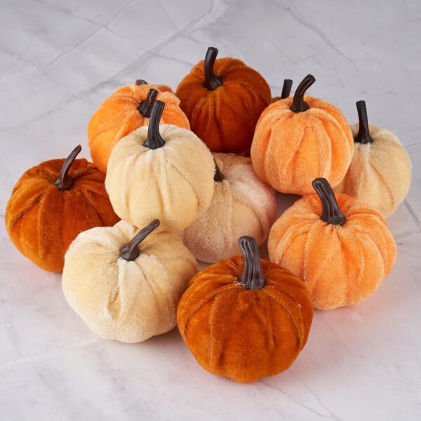Artificial Beautiful Mini Pumpkin Faux Velvet and Foam 3