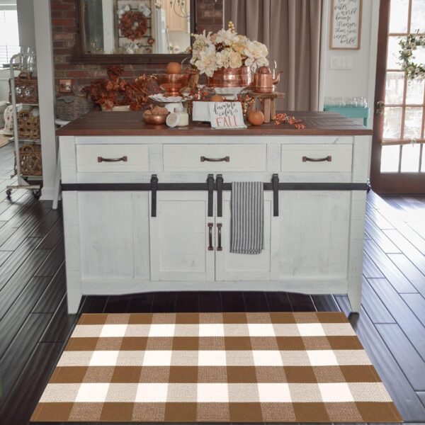 New Brown and White Rug Buffalo Plaid for a Welcoming Entry 3