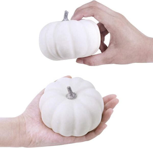 Fall Harvest Small Off White Mini Artificial Pumpkins 3