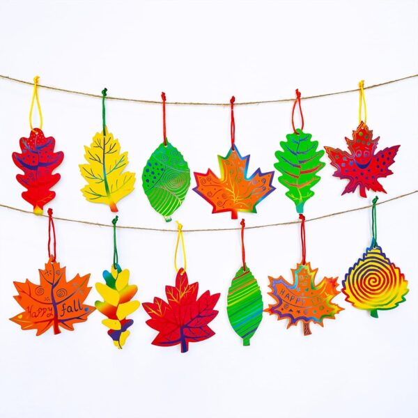 Fall Leaves Ornaments Decoration Autumn Scratch Art Leaves 3