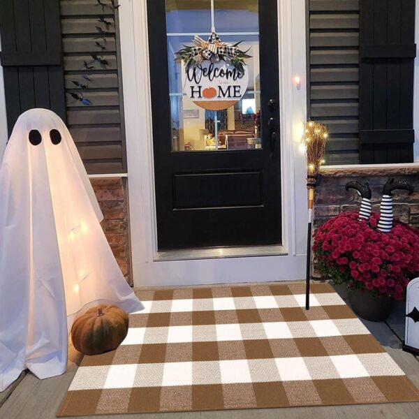 New Brown and White Rug Buffalo Plaid for a Welcoming Entry 2