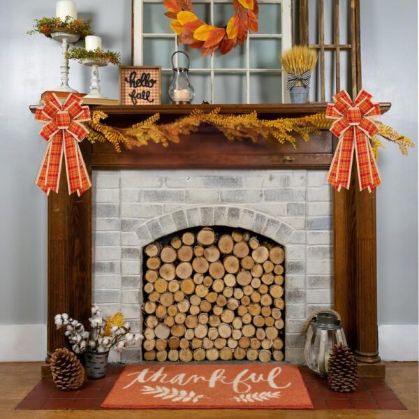 Thanksgiving Wired Edge Ribbon Orange Buffalo Craft 2