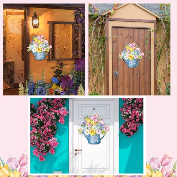 Spring Door Decor Flower Welcome Door Sign 3