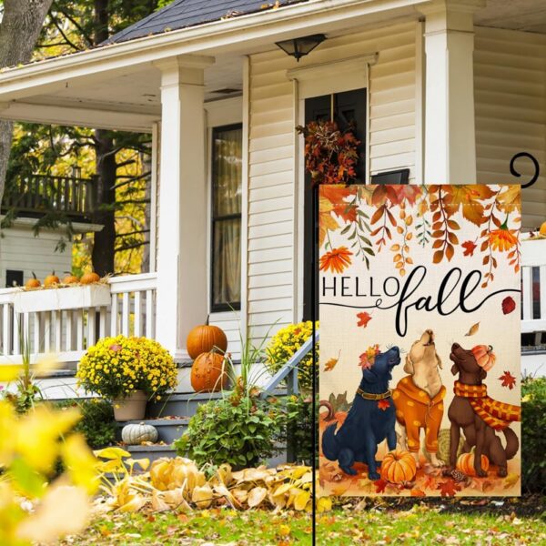 Fall Dogs Garden Flag Vertical Double Sided 3