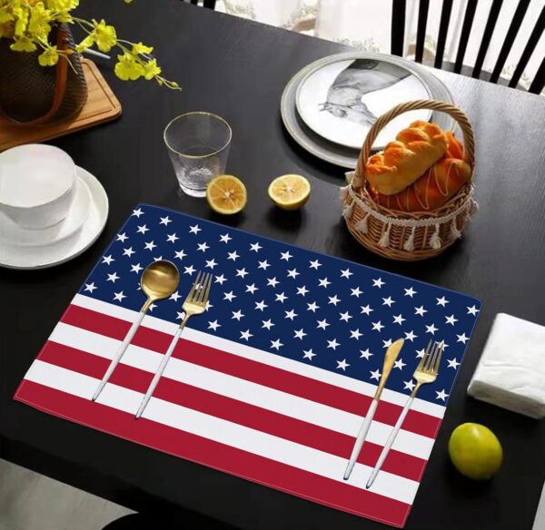 4th of July Placemats Set Strips Stars American Flag 3