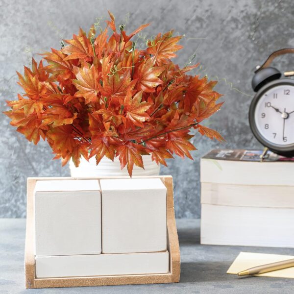 Sggvecsy Artificial Fall Maple Leaves Branches Autumn Fake Shrubs Silk Maple Leaf Bushes Autumn Faux Plants Fall Leaves Stem for Indoor Outdoor Home Table Centerpieces Thanksgiving Decoration, 4 Pcs 5