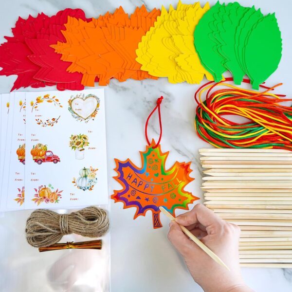 Fall Leaves Ornaments Decoration Autumn Scratch Art Leaves 4
