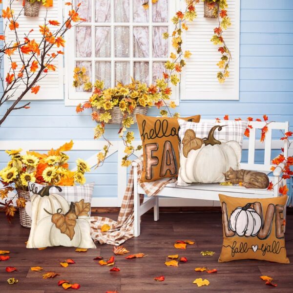 Fall Pumpkin Throw Pillow Covers 18x18 Set of 4 7