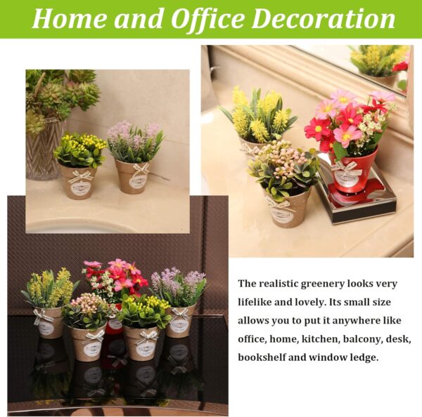 LUEUR Set of 6 Potted Artificial Flowers Fake Flowers with Vase Faux Flowers in Pot, Spring Decor for Home Office Floral Arrangement for Table Dinning Room Decoration Shelf Decor 5
