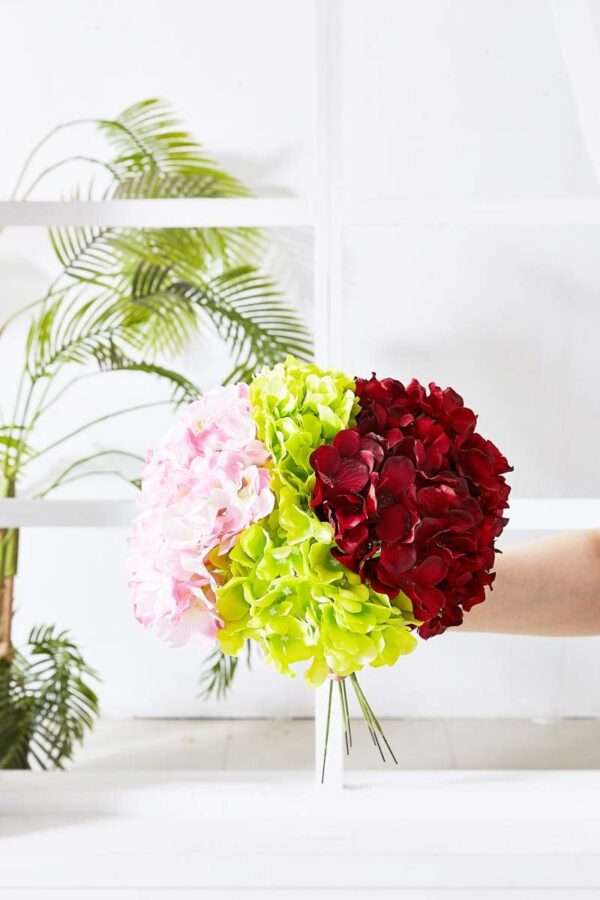 Luxurious Burgundy Artificial Hydrangea Beautiful Flower Heads On Stems 2