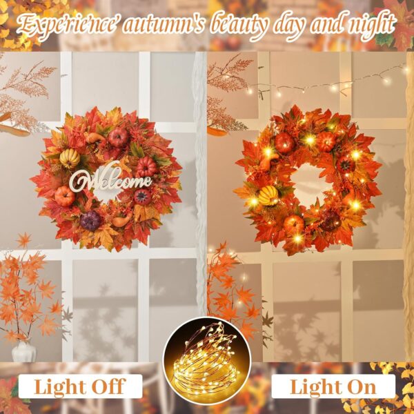 Fall Wreath-Fall Decor Fall Wreaths for Front Door, 20 Inch Handcraft Autumn Wreath with Full Harvest Pumpkins Maple Leaves, Fall Wreath Outside Indoor Decorations Thanksgiving Decor 6