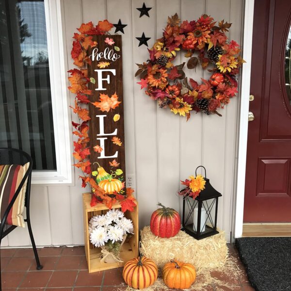 Hello Fall Welcome Sign for Front Porch Standing 2
