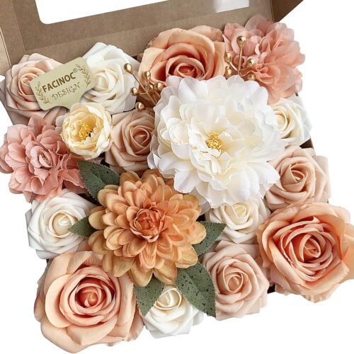 1 Artificial Flowers Orange Bouquets Box Set