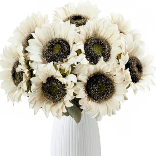 1 Artificial Flowers Cream White Sunflowers