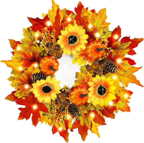 Sunflower Fall Wreaths for Front Door and Outdoor 1