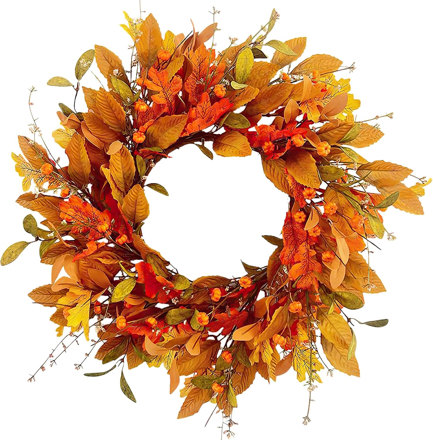 Fall Wreath for Front Door Artificial Autumn