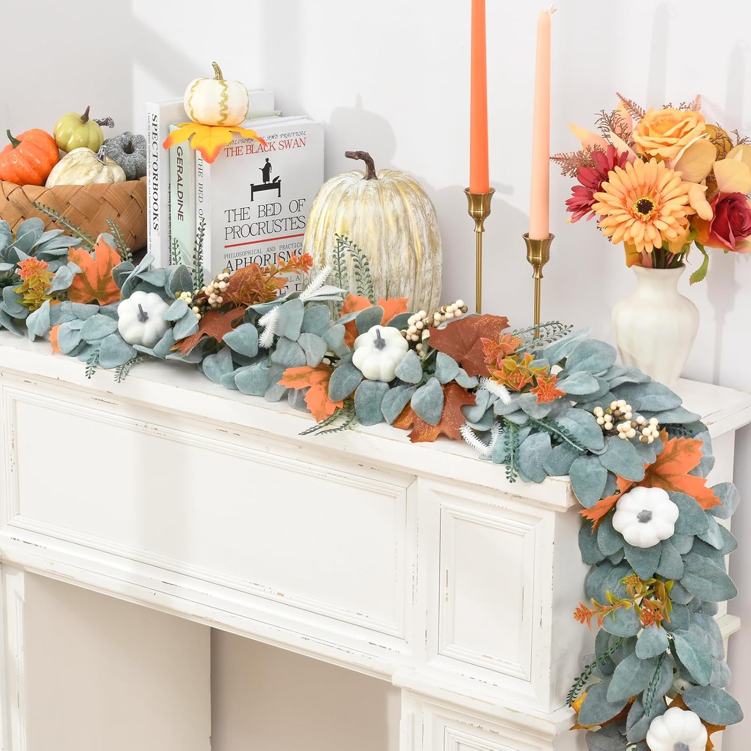 Fall Leaves Garland with Pumpkin Maple Leaves