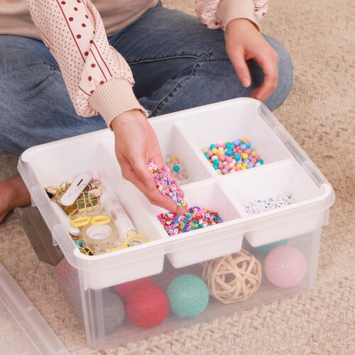 1 Removable Tray Craft Organizers and Storage Clear Storage Container