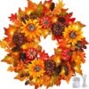Fall Wreath for Front Door with Lights