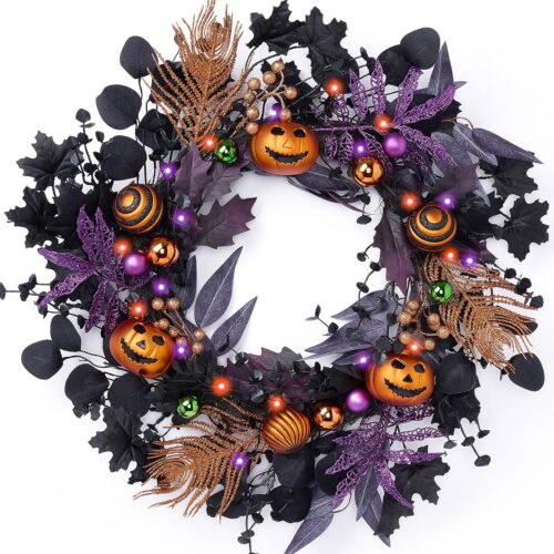 1 - Copy - Copy - Copy Lantern Pumpkin Wreath Halloween Decorations