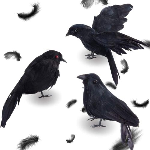 1 - Copy - Copy - Copy - Copy - Copy - Copy - Copy - Copy - Copy - Copy Halloween Decor Fake Crows Black Birds Ornaments, Realistic Looking Handmade Feathered