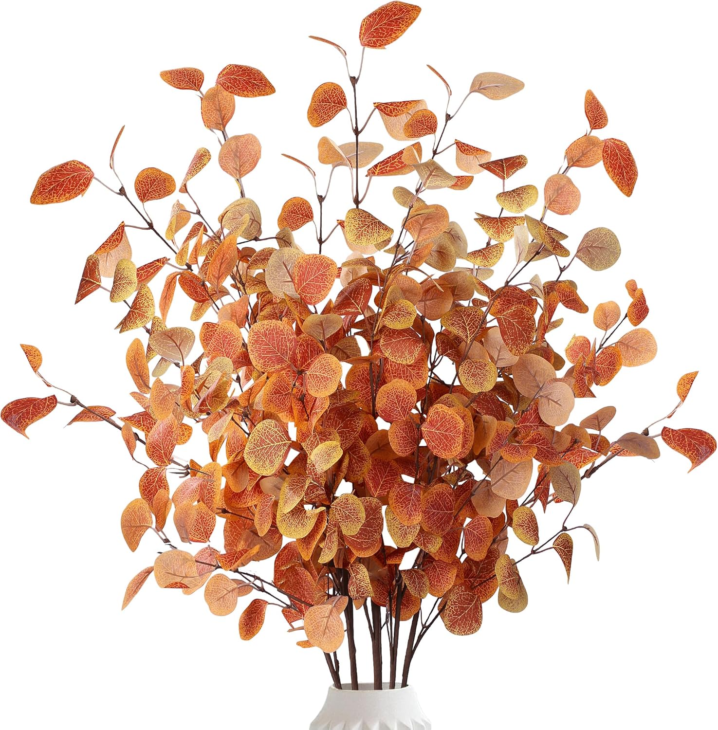 Autumn Leaf Branches Fake Silk Eucalyptus Faux Fall Decorations