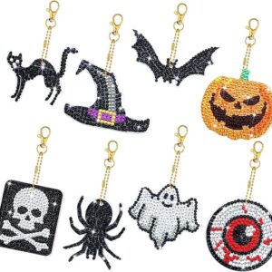 5D Rhinestone Painting Key Ring Double Sided Diamond Key Chain Kit