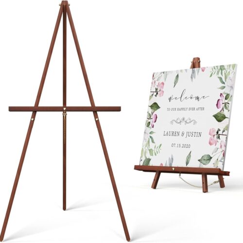 1 - Copy - Copy - Copy - Copy - Copy - Copy - Copy - Copy - Copy - Copy - Copy - Copy - Copy Adjustable Floor Wood Poster Stand for Wedding, Painting, Drawing, Display Show, Brown