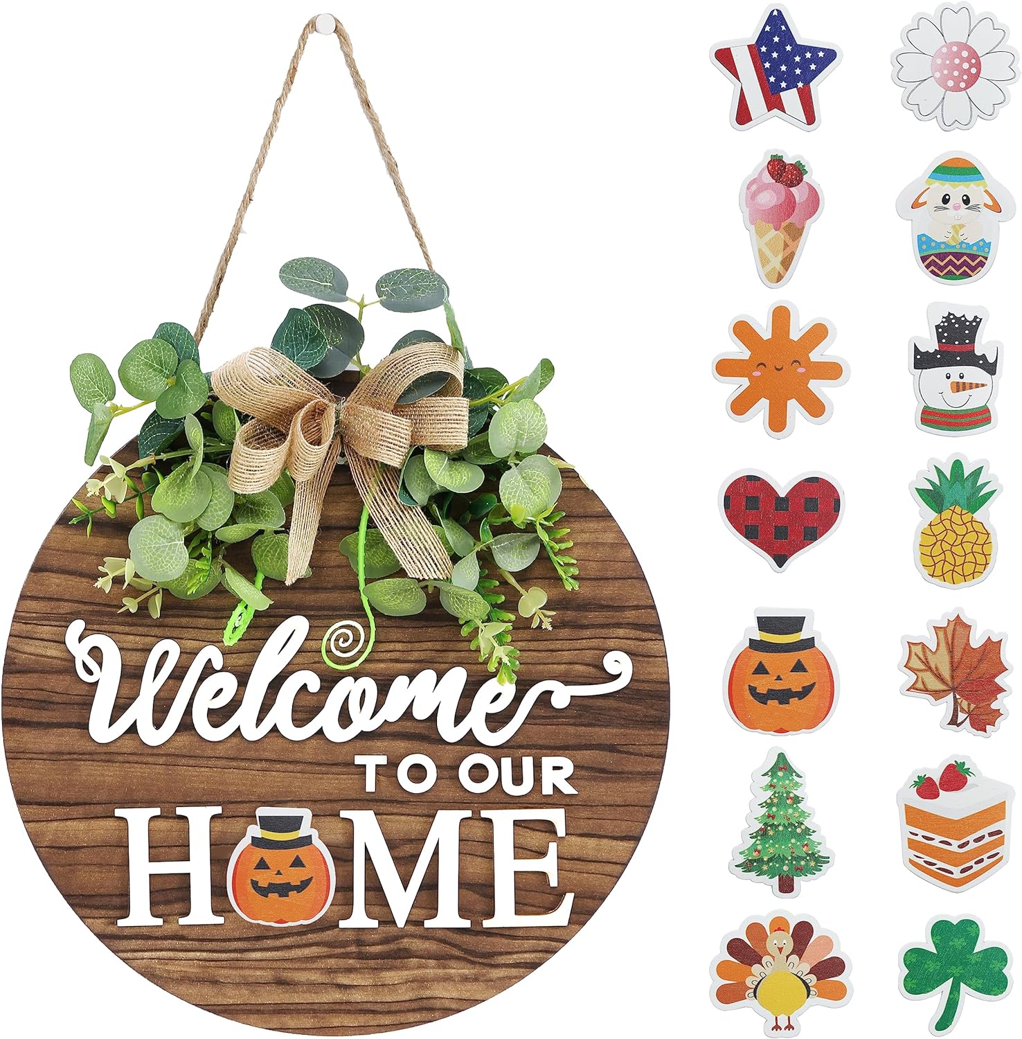 Rustic Round Wood Wreaths Wall Hanging Outdoor