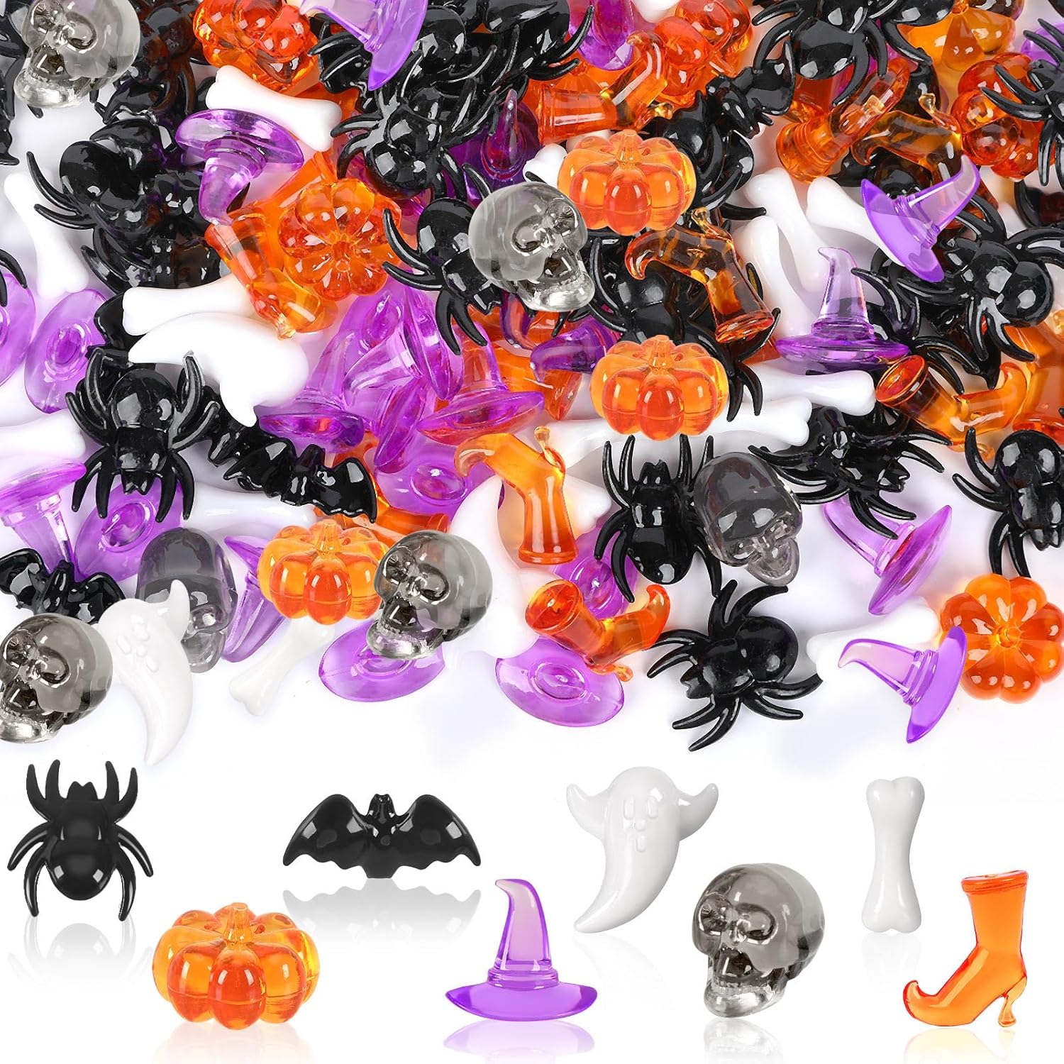 Ghost Skull Skeleton Witch Hats Bones Spider Acrylic Pumpkin Crystals