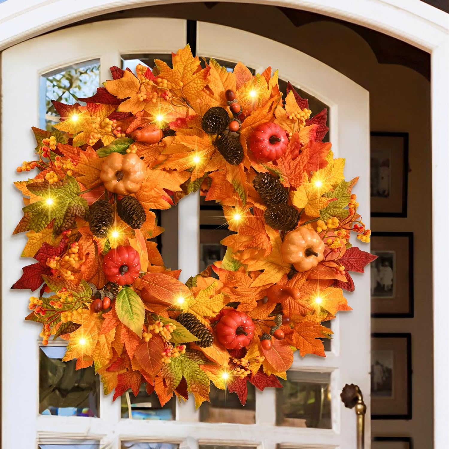 Autumn Wreath with Pumpkins Pinecones