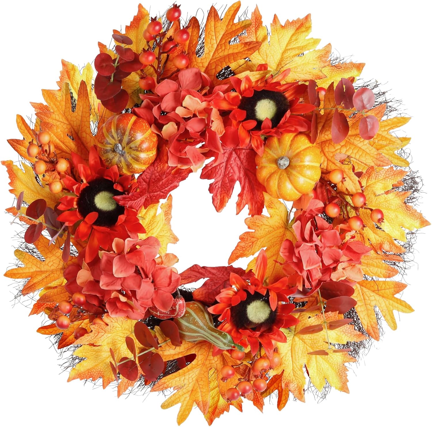 Sunflowers, Daisies and Maple Leaves,Wreath